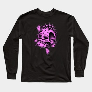 HomeSchoolTattoo PINK SKULL Long Sleeve T-Shirt